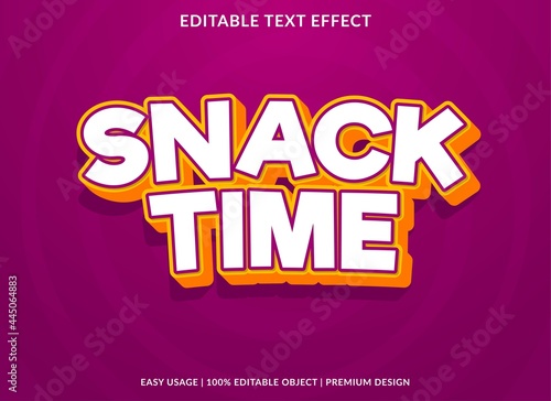 snack time text effect template with bold and abstract style use for business brand and logo