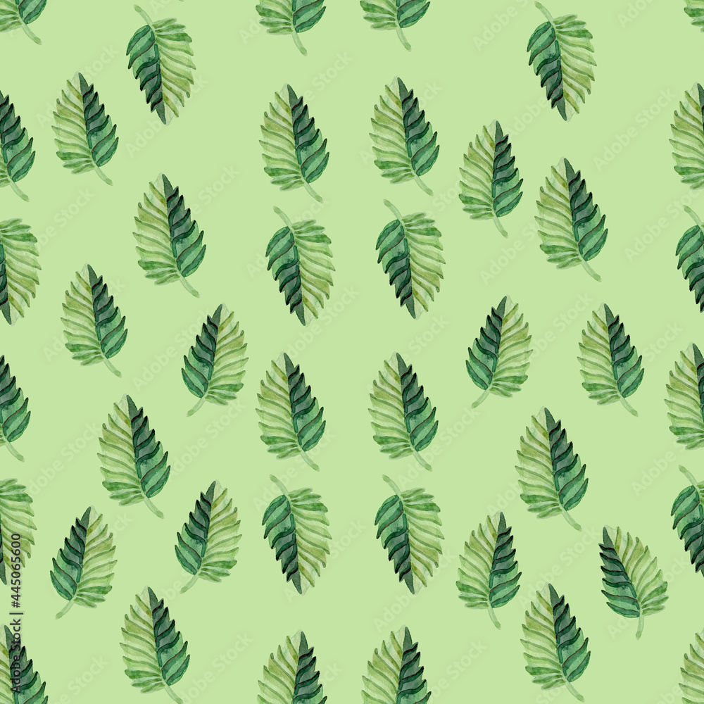 Seamless Pattern Digital Paper Scrapbooking Fabric Green Leaves Watercolor by Hand Seamless Pattern Digital Paper Scrapbooking Fabric Green Leaves Watercolor by Hand