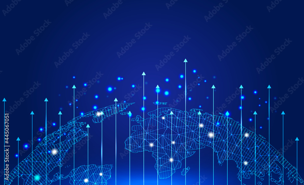 Arrowhead lines penetrate the dots and lines of the Earth's globalized technological background. Arrowhead lines penetrate the dots and lines of the Earth's globalized technological background.