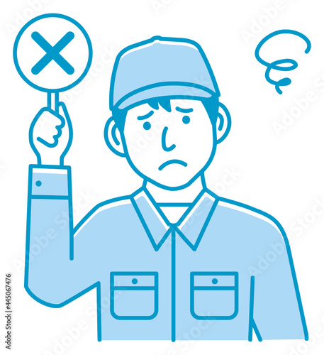 Blue  collar worker showing placard vector illustration