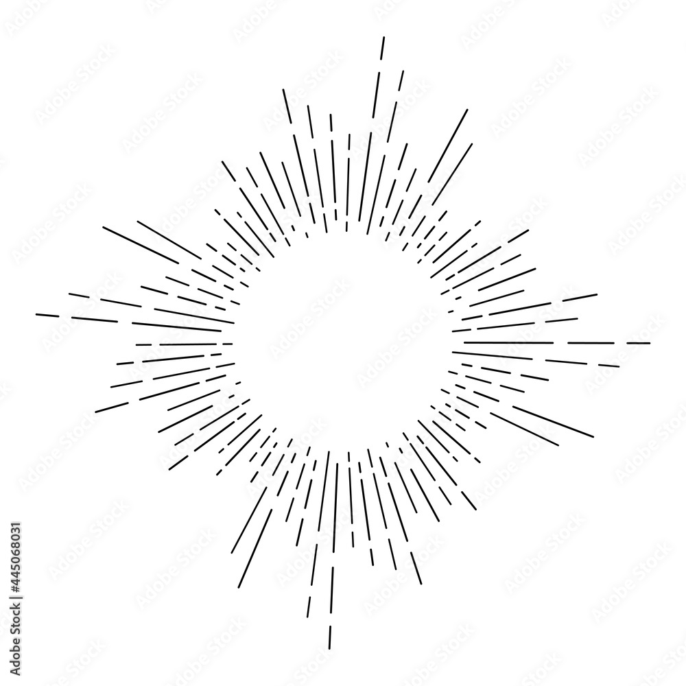 Fototapeta premium Vintage hand drawn sunburst. Vector illustration