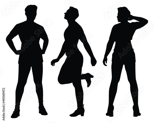 Set of sexy gay man silhouette vector on white background