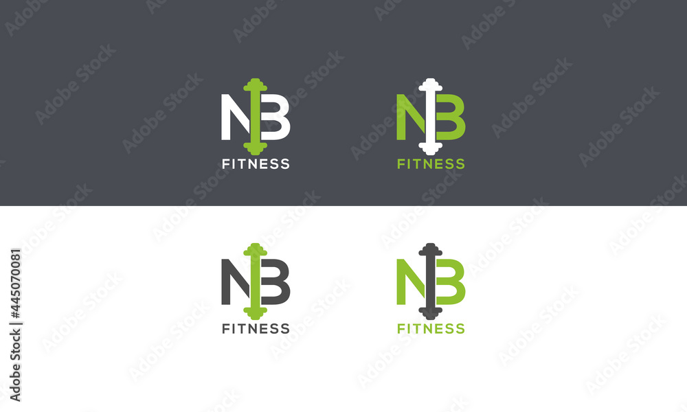 Letter N B body fitness logo design vector, Dumbbell Illustration Letter N B body fitness logo design vector, Dumbbell Illustration