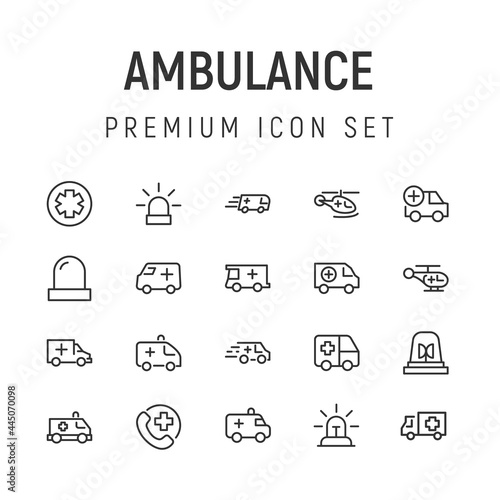 Premium pack of ambulance line icons.