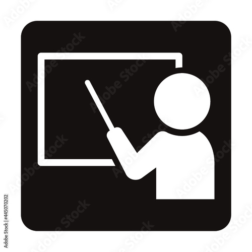 ボードで説明をする人物のシンプルなアイコン/白ヌキ