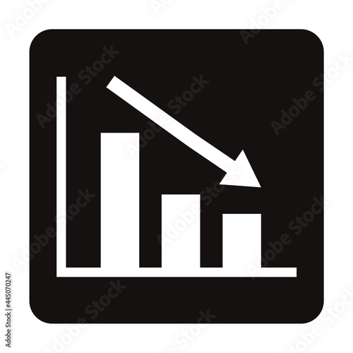 シンプルな下降棒グラフのアイコン/白ヌキ