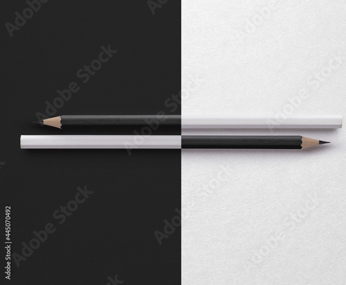 Pencil concepts black and white. Ideologies, concepts, racism, inequality