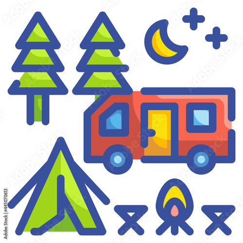 camping line icon