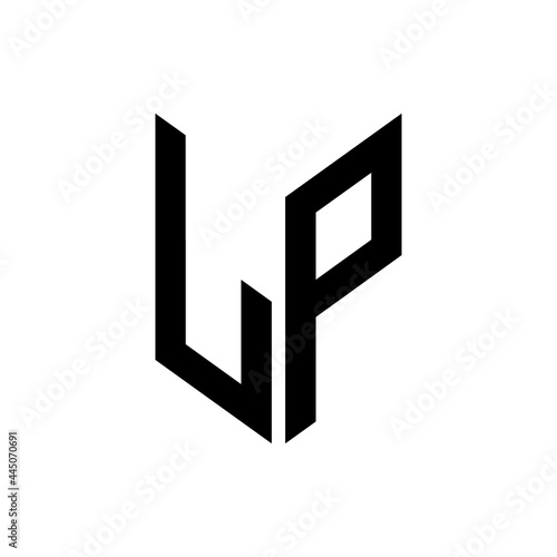 initial letters monogram logo black LP