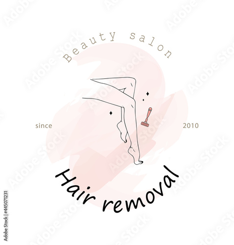Hair removal. Linear female smooth legs. Woman body care. Vector Illustration of elegant feet in a trendy minimalist style. Epilation, beauty and health concept.