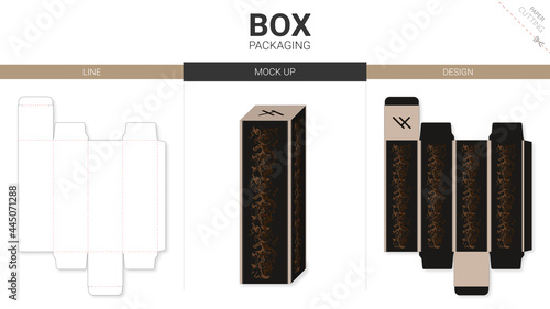 Box packaging and mockup die cut template