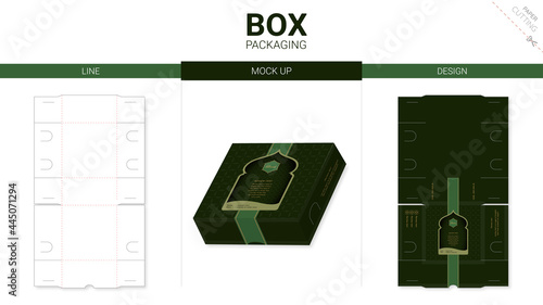Box packaging and mockup die cut template