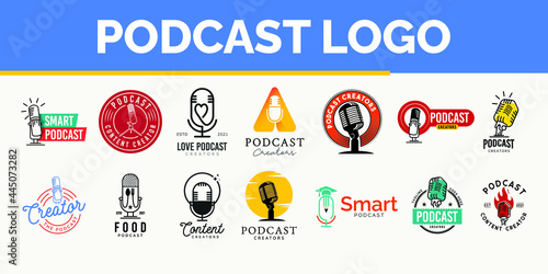 podcast logo design bundle concept.