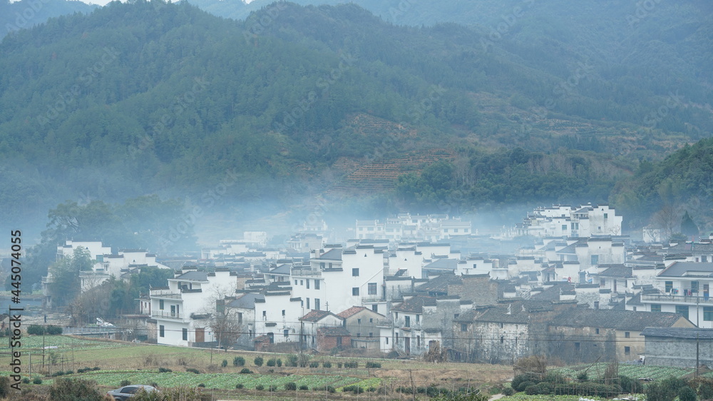 The beautiful old village view with the old buildings and natural environment in the countryside of the south China