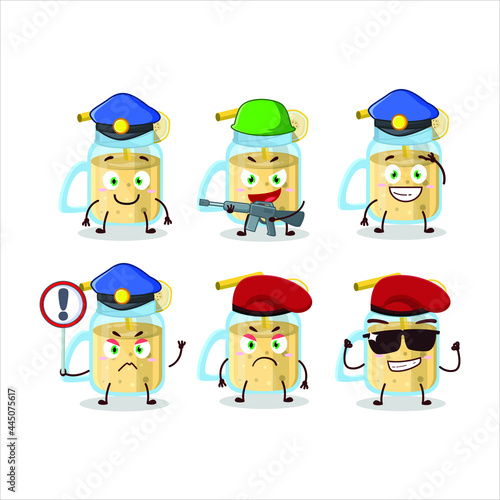 A dedicated Police officer of banana smoothie mascot design style. Vector illustration