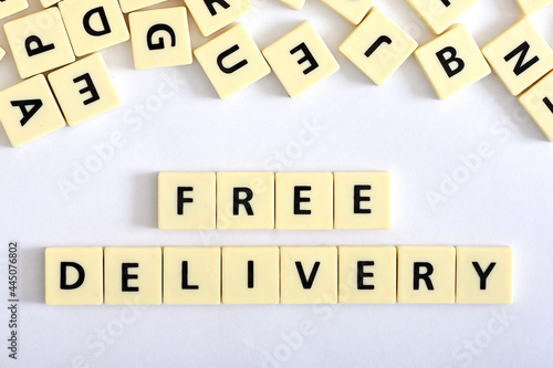 Free delivery word on the white background