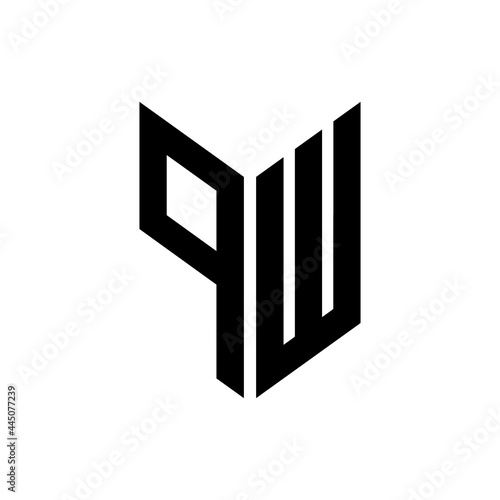 initial letters monogram logo black PW