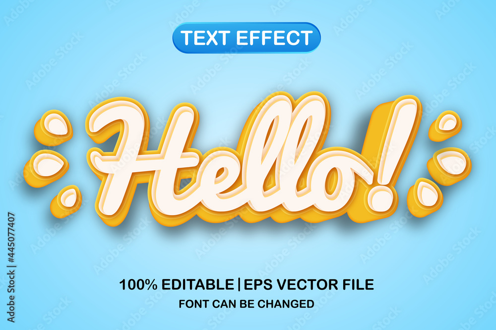 hello 3d editable text effect