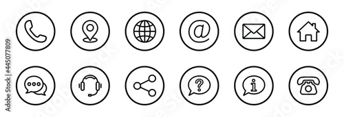 Contact us icon set. Web icon set. Website set icon vector