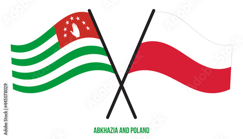 Abkhazia and Poland Flags Crossed And Waving Flat Style. Official Proportion. Correct Colors.