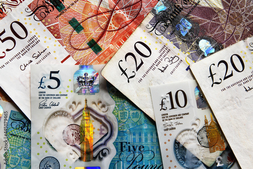 Close up of Great British Pound banknotes