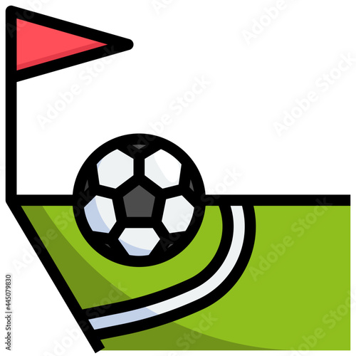 CORNER KICK filled outline icon,linear,outline,graphic,illustration