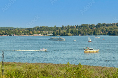 Boating on lake Schwielow in summer photo