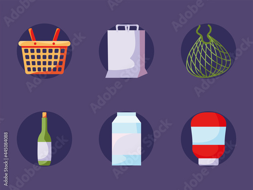 six groceries items