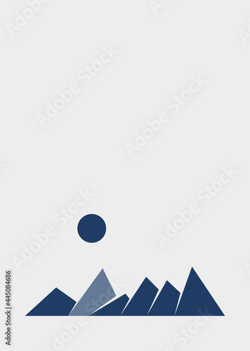 Geometric Mountains silhouette landscape art poster illustration