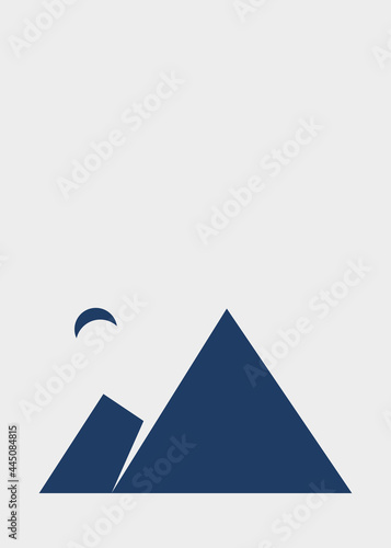 Geometric Mountains silhouette landscape art poster illustration