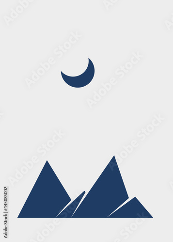 Geometric Mountains silhouette landscape art poster illustration
