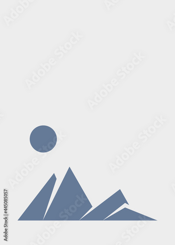 Geometric Mountains silhouette landscape art poster illustration