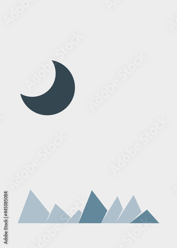 Geometric Mountains silhouette landscape art poster illustration