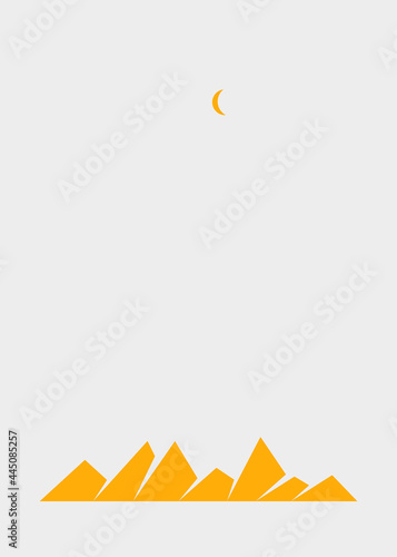 Geometric Mountains silhouette landscape art poster illustration