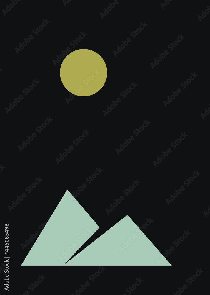 Geometric Mountains silhouette landscape art poster illustration