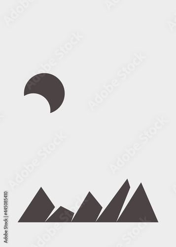 Geometric Mountains silhouette landscape art poster illustration