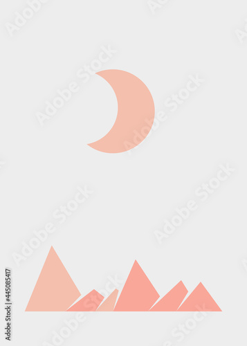 Geometric Mountains silhouette landscape art poster illustration