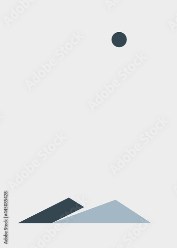 Geometric Mountains silhouette landscape art poster illustration