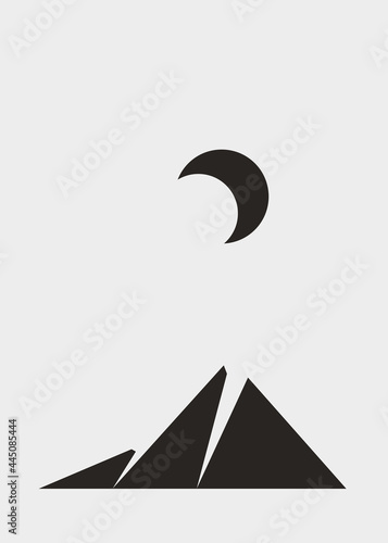 Geometric Mountains silhouette landscape art poster illustration