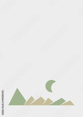 Geometric Mountains silhouette landscape art poster illustration