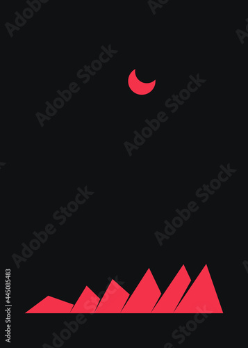 Geometric Mountains silhouette landscape art poster illustration