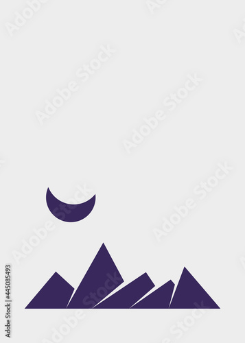 Geometric Mountains silhouette landscape art poster illustration