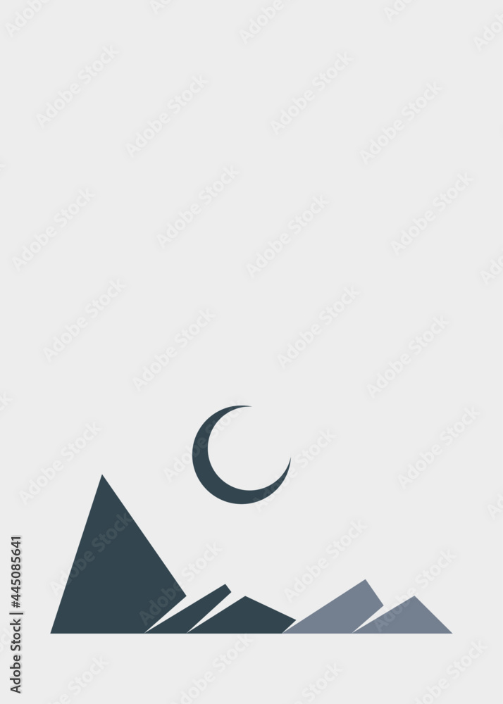 Geometric Mountains silhouette landscape art poster illustration Geometric Mountains silhouette landscape art poster illustration