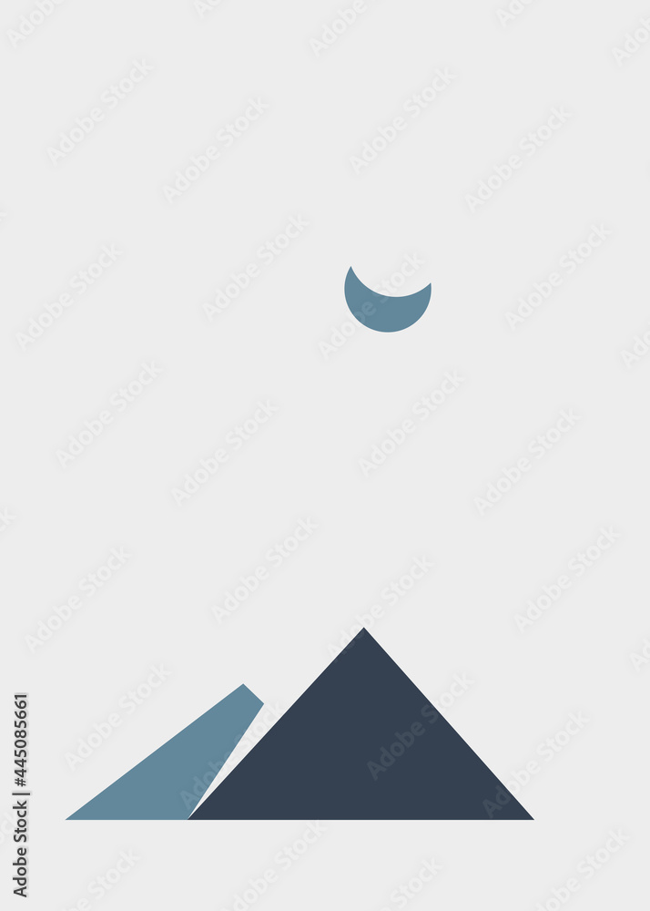 Fototapeta premium Geometric Mountains silhouette landscape art poster illustration
