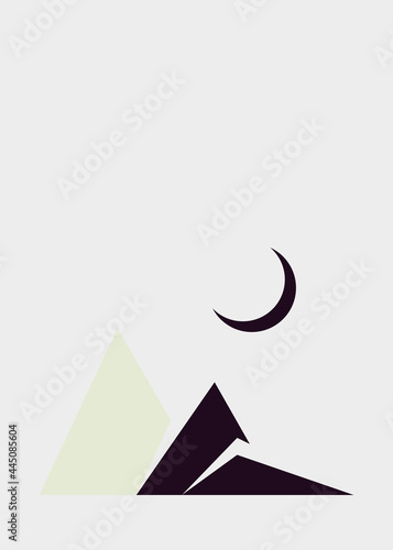 Geometric Mountains silhouette landscape art poster illustration