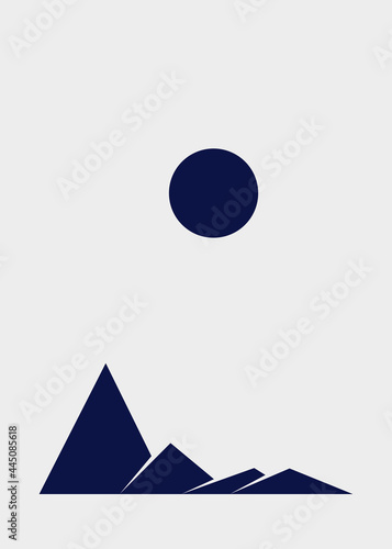 Geometric Mountains silhouette landscape art poster illustration
