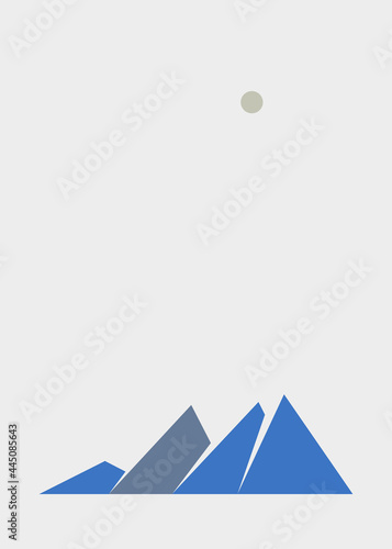 Geometric Mountains silhouette landscape art poster illustration
