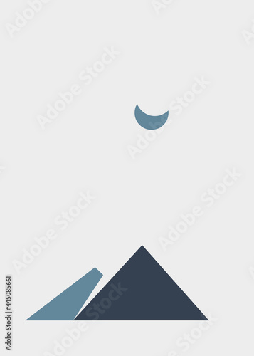 Geometric Mountains silhouette landscape art poster illustration