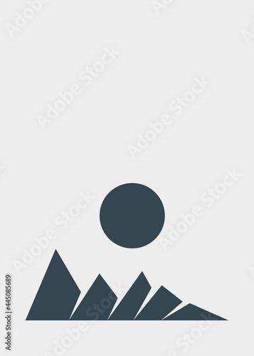 Geometric Mountains silhouette landscape art poster illustration