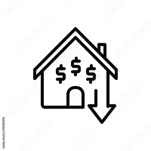 Black line icon for inexpensive